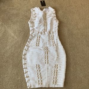 White Mini Dress with Gold Chains